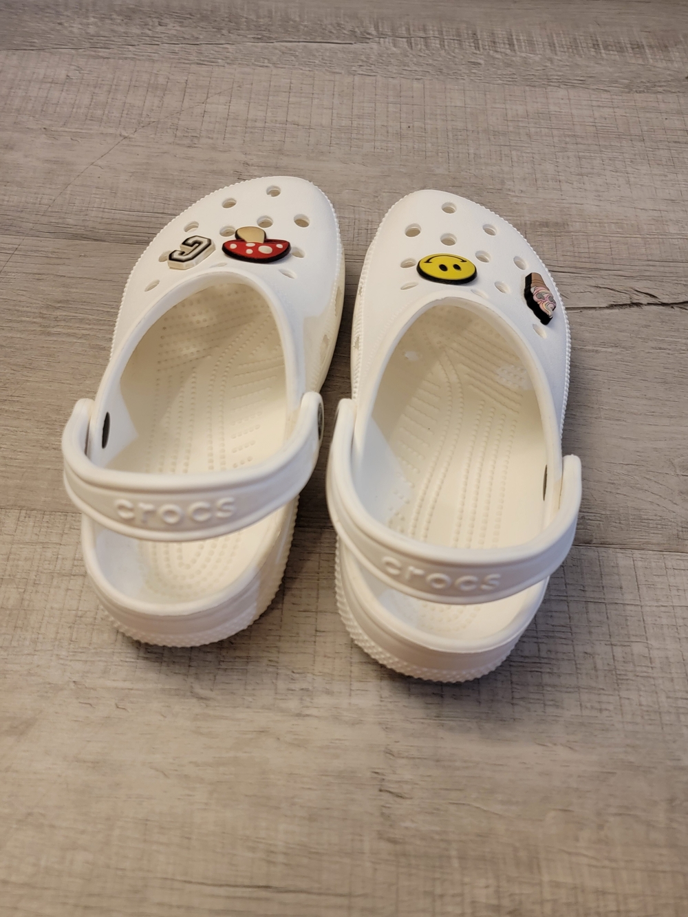 CROCS White Kids Clog Sandals with Fun Charms - Picture 2 of 4